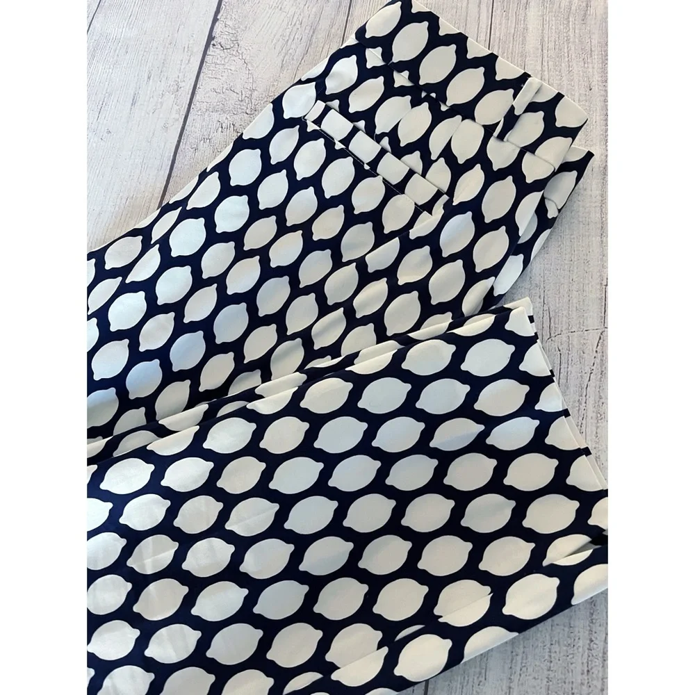 Kate Spade Jackie Lemon 🍋 print navy/white cropped pants sz 4 NWOT